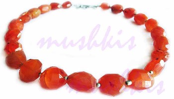 Single Row Carnelian Gem Stone Necklace - click here for large view