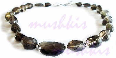 Single Row Smokey Quartz Gem Stone Necklace - click here for large view