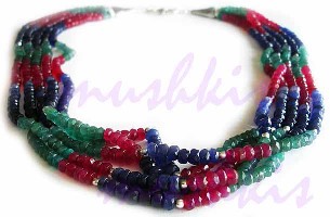 Five Row Multy faceted  Gem Stone Necklace - click here for large view