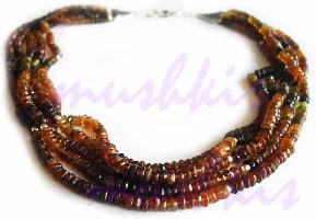 Five Row Multy faceted  Gem Stone Necklace - click here for large view