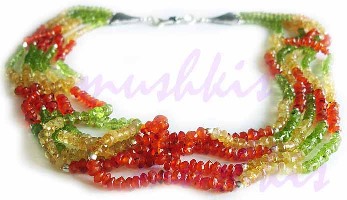Five Row Multy faceted  Gem Stone Necklace - click here for large view