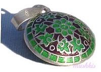 Meena work silver pendant - click here for large view