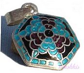 Meena work silver pendant - click here for large view