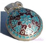 Meena work silver pendant - click here for large view