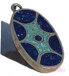 Gemstone enamel silver pendant - click here for large view