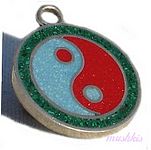 Gemstone enamel silver pendant - click here for large view