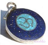 Gemstone enamel silver pendant - click here for large view