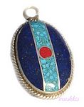 Gemstone enamel silver pendant - click here for large view
