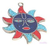 Gemstone enamel silver pendant - click here for large view