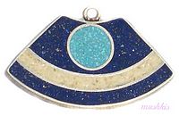 Gemstone enamel silver pendant - click here for large view