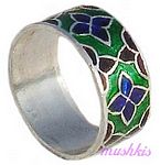 Meena inlay silver finger ring - click here for large view