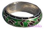 Meena inlay silver finger ring - click here for large view