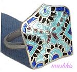 Meena inlay silver finger ring - click here for large view