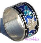 Meena inlay silver finger ring - click here for large view