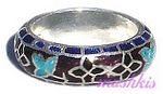 Meena inlay silver finger ring - click here for large view