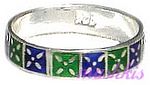 Meena inlay silver finger ring - click here for large view