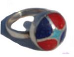 Gemstone powder enamel silver finger ring - click here for large view