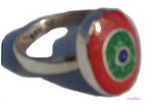 Gemstone powder enamel silver finger ring - click here for large view