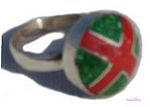 Gemstone powder enamel silver finger ring - click here for large view