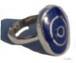 Gemstone powder enamel silver finger ring - click here for large view
