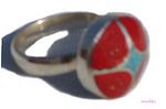 Gemstone powder enamel silver finger ring - click here for large view