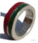 Gemstone powder enamel silver finger ring - click here for large view