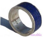 Gemstone powder enamel silver finger ring - click here for large view