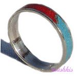 Gemstone powder enamel silver finger ring - click here for large view
