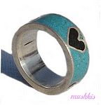 Gemstone powder enamel silver finger ring - click here for large view
