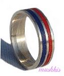 Gemstone powder enamel silver finger ring - click here for large view