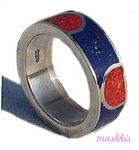 Gemstone powder enamel silver finger ring - click here for large view