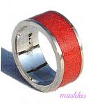 Gemstone powder enamel silver finger ring - click here for large view