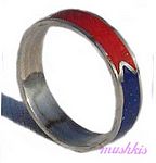 Gemstone powder enamel silver finger ring - click here for large view