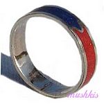 Gemstone powder enamel silver finger ring - click here for large view