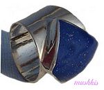Gemstone powder enamel silver finger ring - click here for large view
