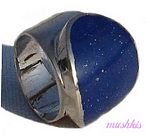Gemstone powder enamel silver finger ring - click here for large view