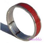 Gemstone powder enamel silver finger ring - click here for large view
