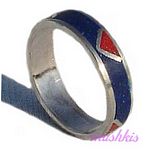 Gemstone powder enamel silver finger ring - click here for large view