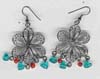 Filigree Red,Turq Beaded Earring - click here for large view