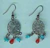 Filigree Turq, Red Beaded Earring - click here for large view