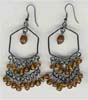Hexagon Wire Filgree Topaz Beaded Earring - click here for large view