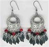 Garnet,Black Beaded Filigree Earring - click here for large view