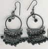 Black Beaded Wire Filigree Earring - click here for large view