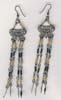 Topaz,Black Beaded Filigree Two Row Earring - click here for large view