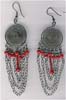 Coral Beaded Wire Filigree Earring - click here for large view