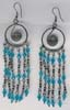 Six Row Turq Beaded Filigree Earring - click here for large view