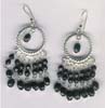 Seven Row Black Beaded Filigree Earring - click here for large view