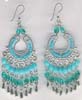 Turq,Green Beaded Eight Row Filigree Earring - click here for large view
