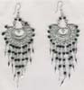 Black Beaded Multy Row Filigree Earring - click here for large view