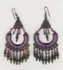 Mluty Row Purple Beaded Filigree Earring - click here for large view